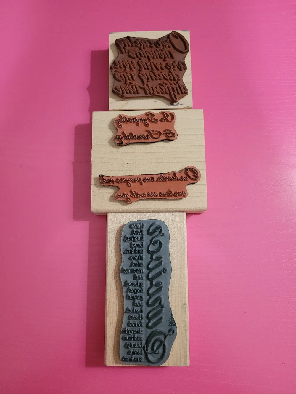 Wooden Rubber Stamp Bundle.  Sympathy Survivor Theme.  Set Of 3.  (0719)